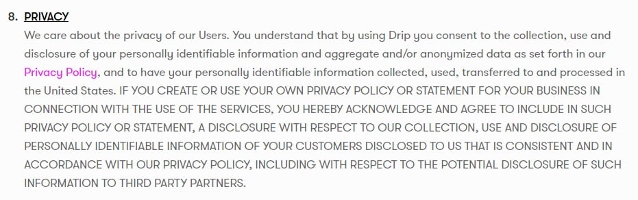 Drip Privacy Policy