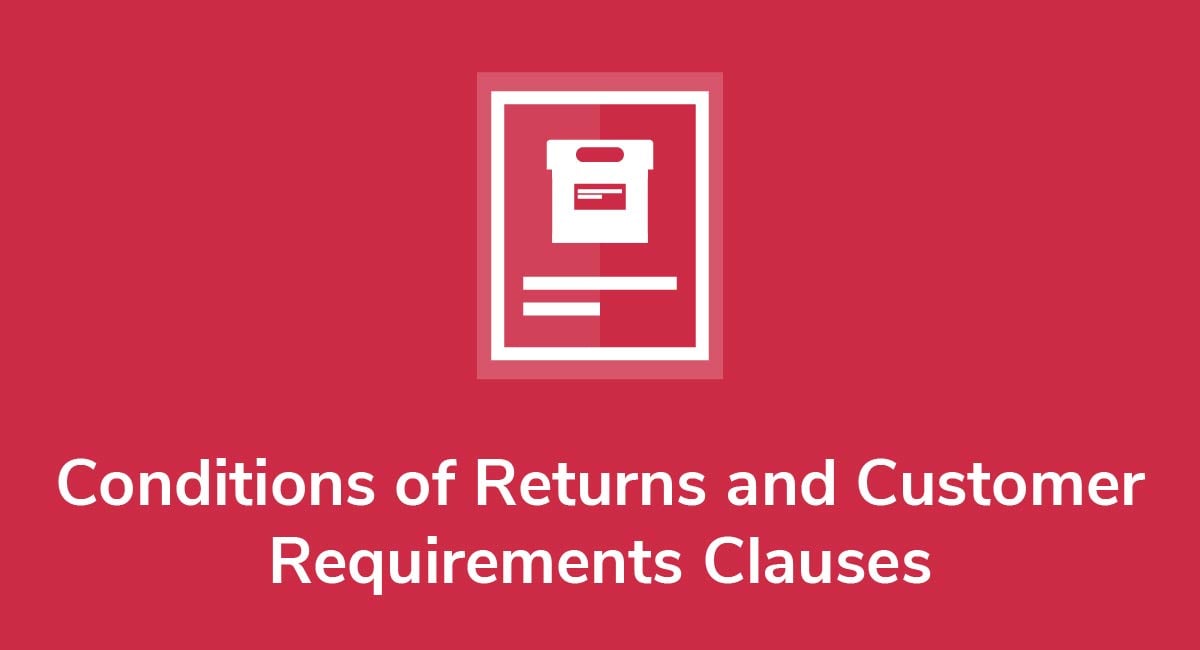Conditions of Returns and Customer Requirements Clauses - Privacy Policies