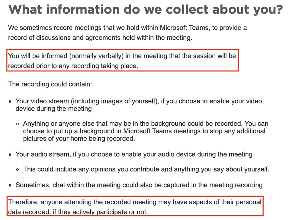 Meeting Recording Disclaimers Privacy Policies